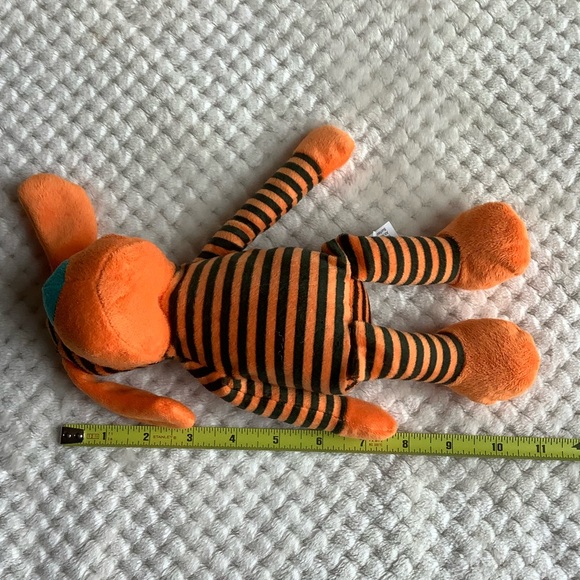 Beverly Hills Teddy Bear Co Plush Rattle Orange Black Striped Dog Stuffed Animal - Picture 11 of 11